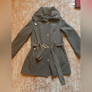 Calvin Klein Olive Mid-Length Water & Wind Resistant Parka Jacket - Small